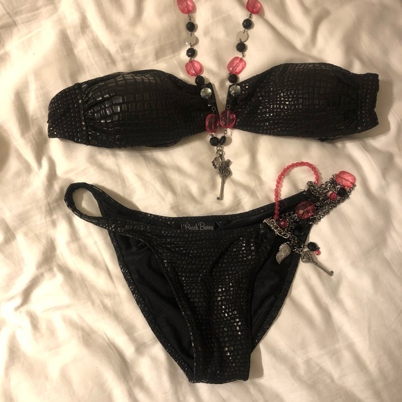 Beach bunny black snake skin jeweled sexy bikini - Picture 6 of 7
